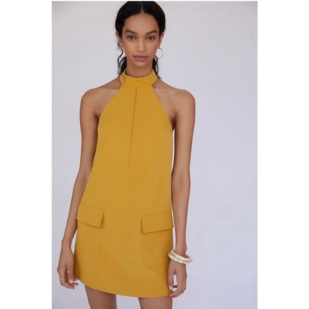 NWT Anthropologie x Mare Mare Halter Shift Mini Dress Size XS Gold Yellow Summer